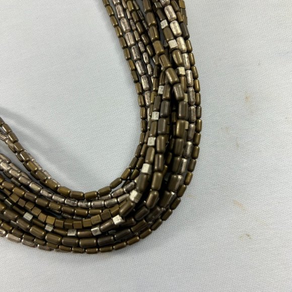 Chicos Metal Medallion Belt Multistrand Beaded Chain Womens Bronze Color Boho - Picture 5 of 11